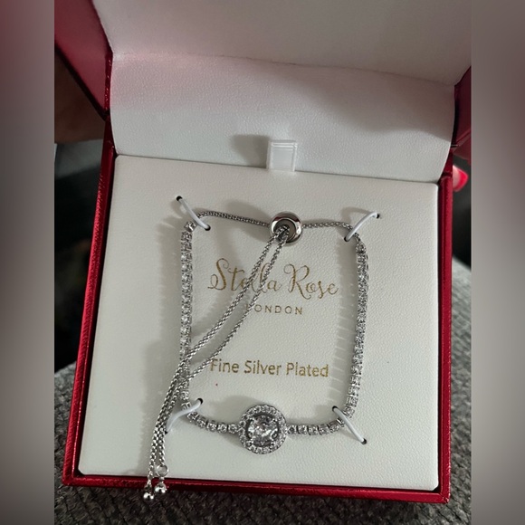 Women’s Stella Rose silver plated adjustable slide bracelet with crystals NIB - Picture 6 of 11